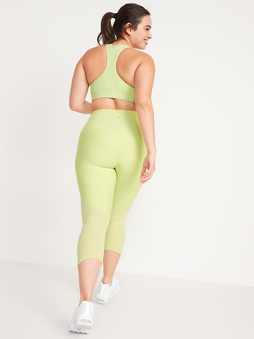 Image number 6 showing, High-Waisted PowerSoft Mesh-Panel Crop Leggings