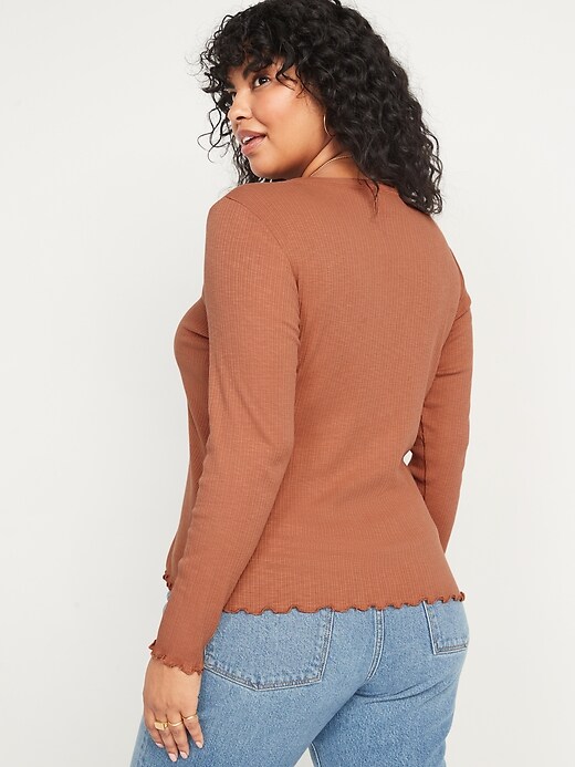 Image number 6 showing, Long-Sleeve Rib-Knit Henley T-Shirt