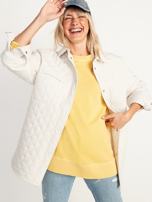 Image number 1 showing, StretchTech Oversized Quilted Shacket