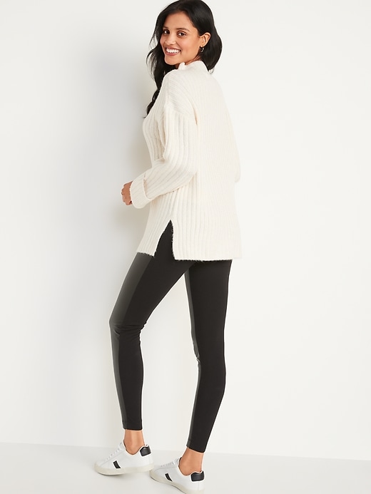 Image number 2 showing, High-Waisted Faux-Leather Front-Panel Leggings
