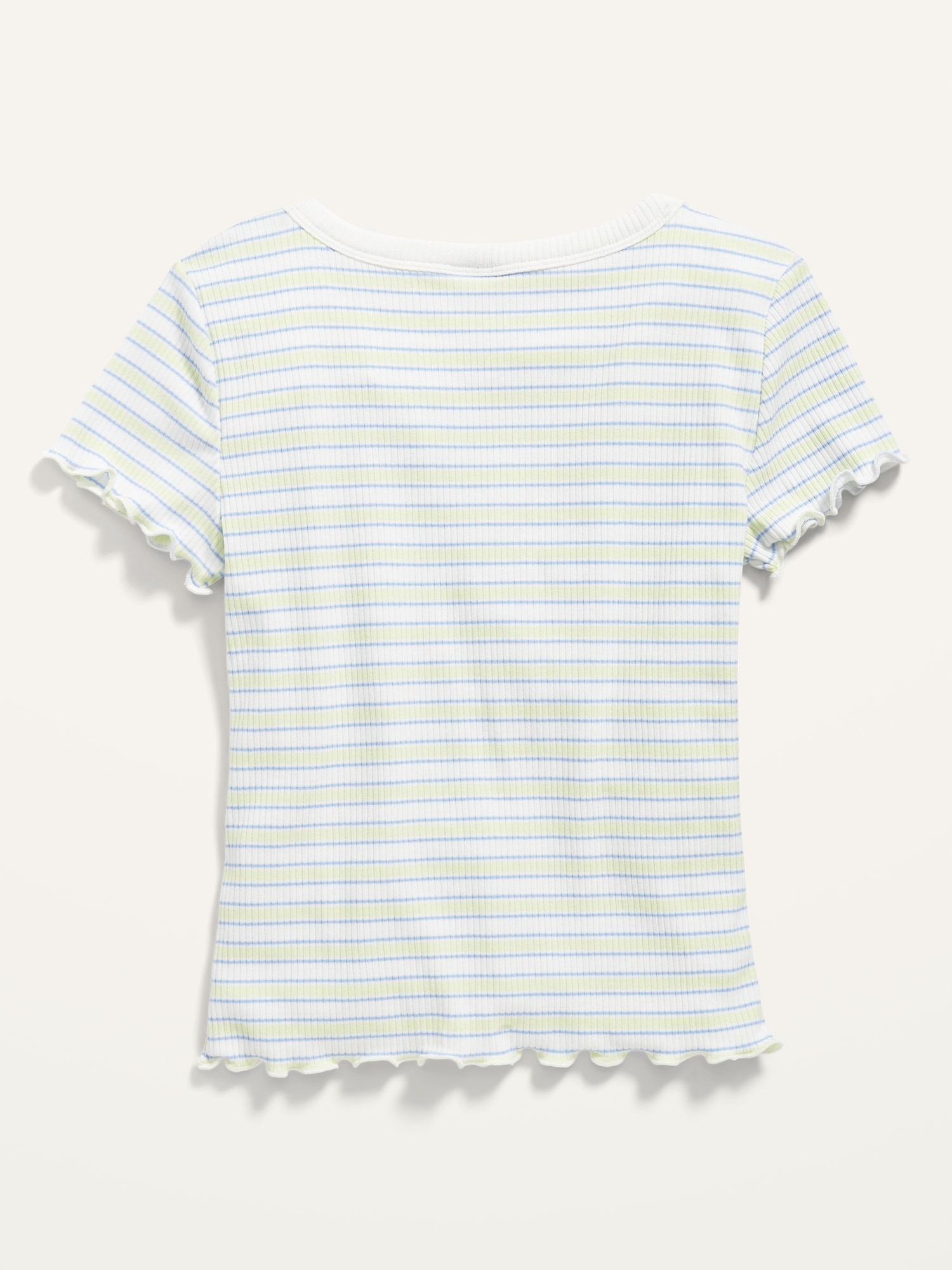 Striped Rib Knit Lettuce Edge T Shirt For Girls Old Navy