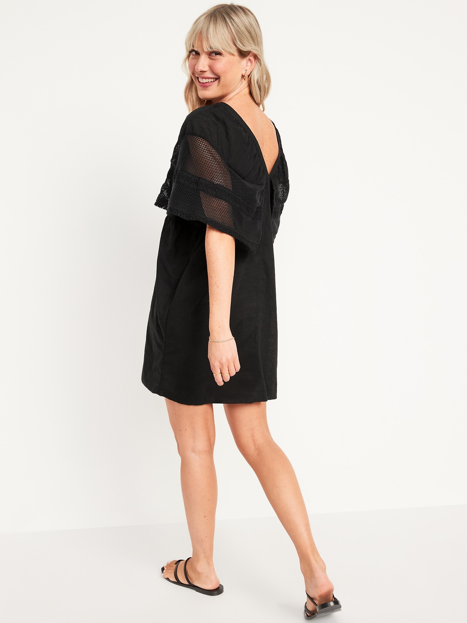 Flutter Sleeve Tie Back Mini Swing Dress Old Navy