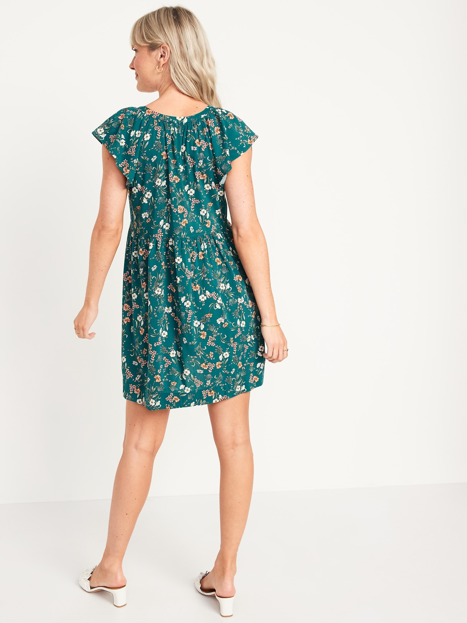 Flutter Sleeve Floral Print Mini Swing Dress Old Navy