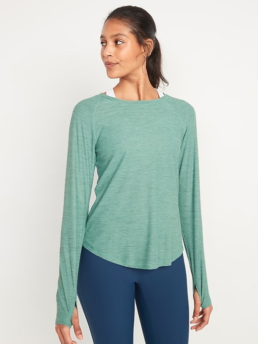 Image number 1 showing, Long-Sleeve Breathe ON Slub-Knit T-Shirt