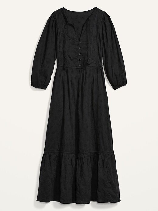 Image number 4 showing, Tie-Neck 3/4-Sleeve All-Day Maxi Swing Dress for Women