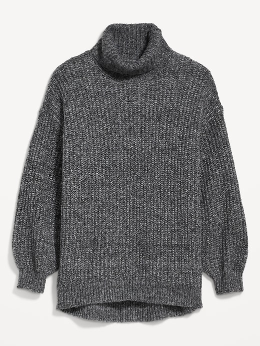 Image number 4 showing, Marled Shaker-Stitch Turtleneck Sweater