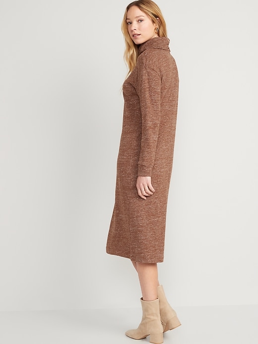Image number 2 showing, Long-Sleeve Turtleneck Midi Sweater Shift Dress