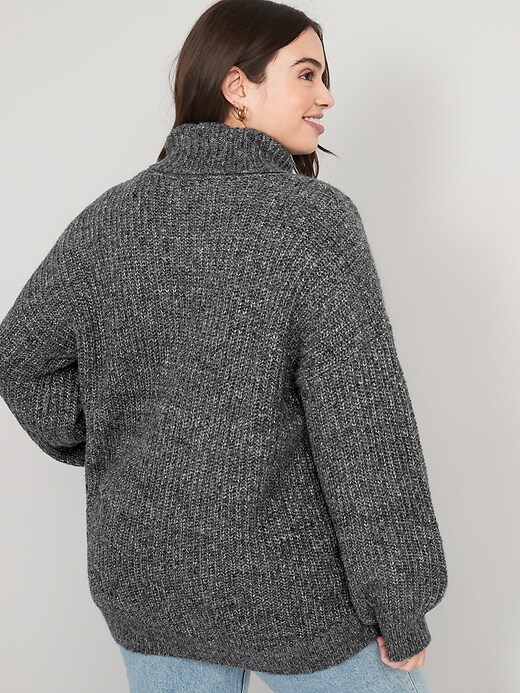 Image number 6 showing, Marled Shaker-Stitch Turtleneck Sweater