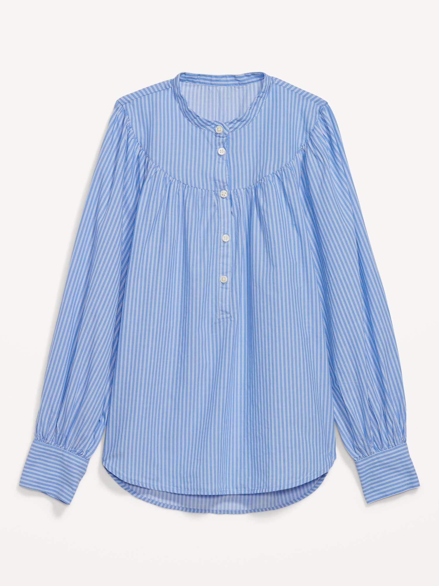 Puff Sleeve Striped Henley Shirt Old Navy