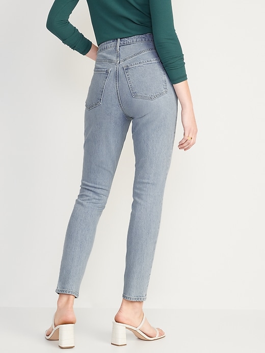 Image number 2 showing, Extra High-Waisted Hidden Button-Fly Pop Icon Distressed Skinny Jeans for Women