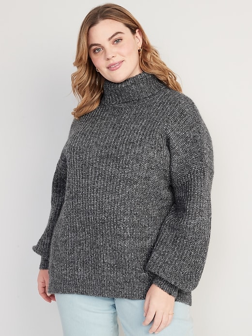 Image number 7 showing, Marled Shaker-Stitch Turtleneck Sweater