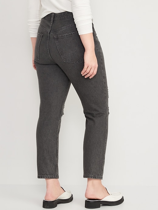Image number 6 showing, Higher High-Waisted Button-Fly OG Straight Ripped Gray Non-Stretch Jeans