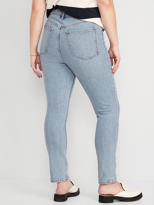 Image number 6 showing, Extra High-Waisted Hidden Button-Fly Pop Icon Distressed Skinny Jeans for Women