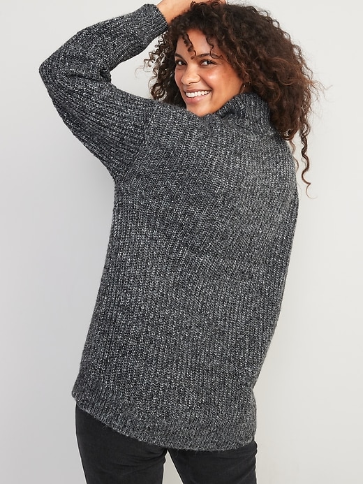 Image number 2 showing, Marled Shaker-Stitch Turtleneck Sweater