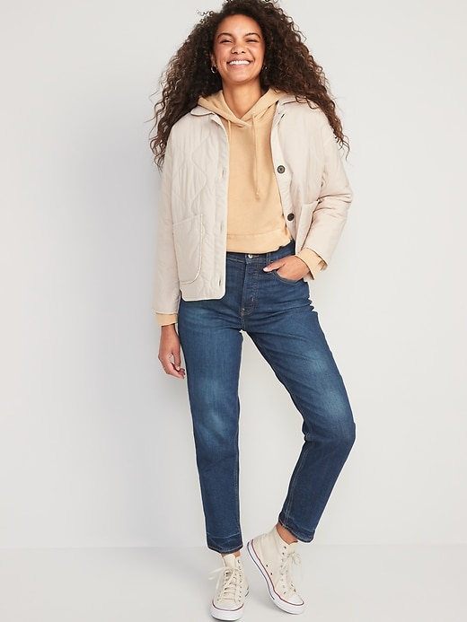 Image number 3 showing, Curvy Extra High-Waisted Button-Fly Sky-Hi Straight Jeans