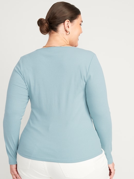 Image number 6 showing, Fitted Long-Sleeve Rib-Knit Top for Women