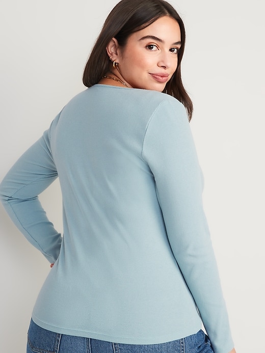 Image number 4 showing, Fitted Long-Sleeve Rib-Knit Top for Women