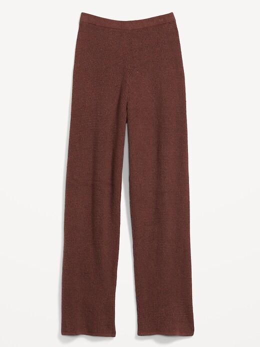Image number 4 showing, High-Waisted Slouchy Waffle-Knit Wide-Leg Lounge Sweatpants