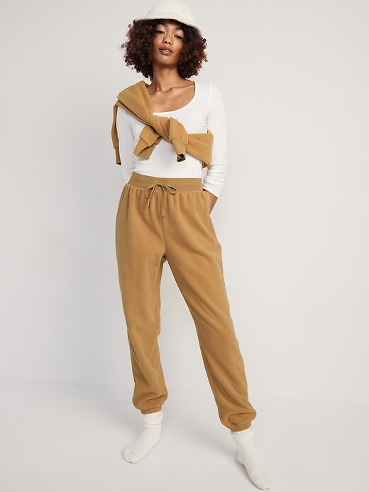 Image number 3 showing, High-Waisted Microfleece Lounge Jogger Sweatpants