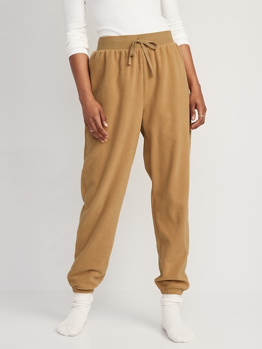 Image number 1 showing, High-Waisted Microfleece Lounge Jogger Sweatpants