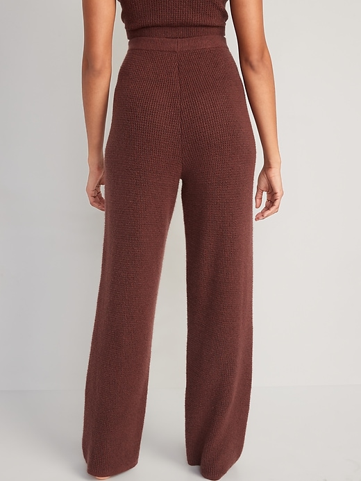 Image number 2 showing, High-Waisted Slouchy Waffle-Knit Wide-Leg Lounge Sweatpants