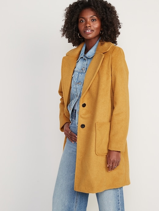 Image number 1 showing, Oversized Soft-Brushed Overcoat for Women