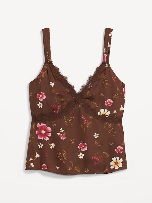 Image number 4 showing, Lace-Trimmed Floral Satin Cami Top for Women