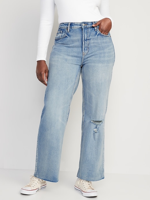 Image number 5 showing, Extra High-Waisted Wide-Leg Ripped Jeans