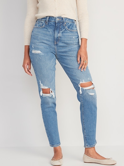 Image number 1 showing, Higher High-Waisted OG Straight Ripped Jeans for Women