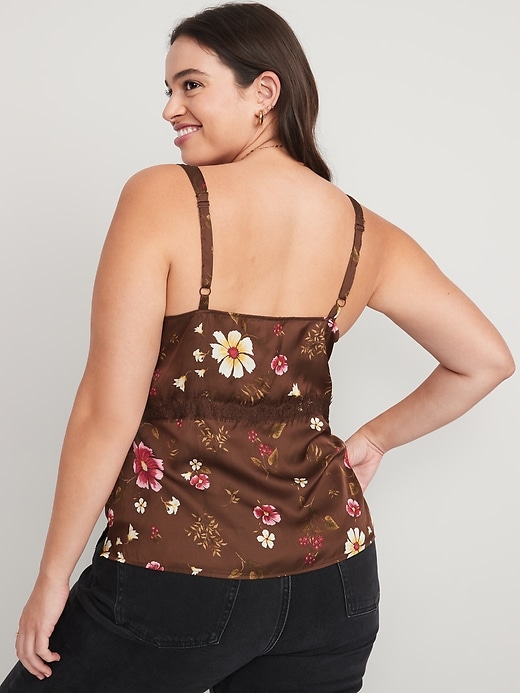 Image number 6 showing, Lace-Trimmed Floral Satin Cami Top for Women