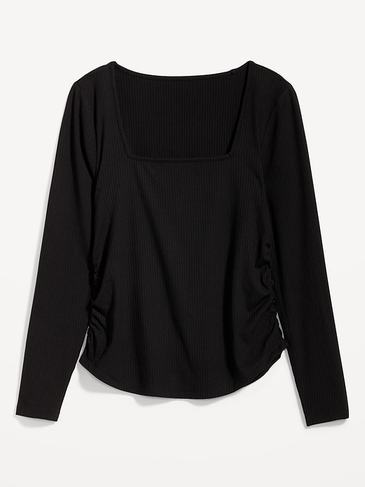 Image number 4 showing, Luxe Crop Rib-Knit Shirred Top