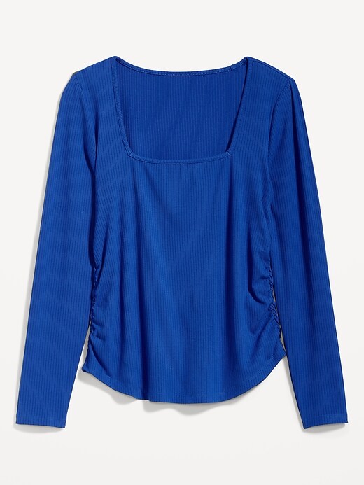 Image number 4 showing, Luxe Cropped Rib-Knit Shirred Top