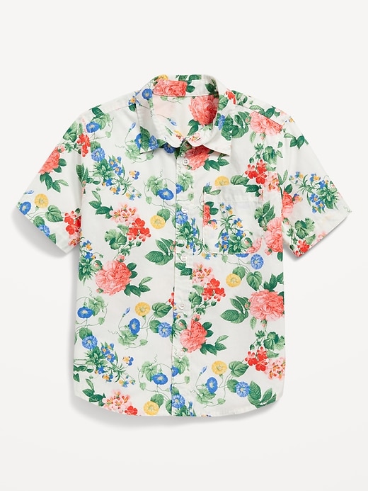 View large product image 2 of 4. Short-Sleeve Printed Poplin Shirt for Boys