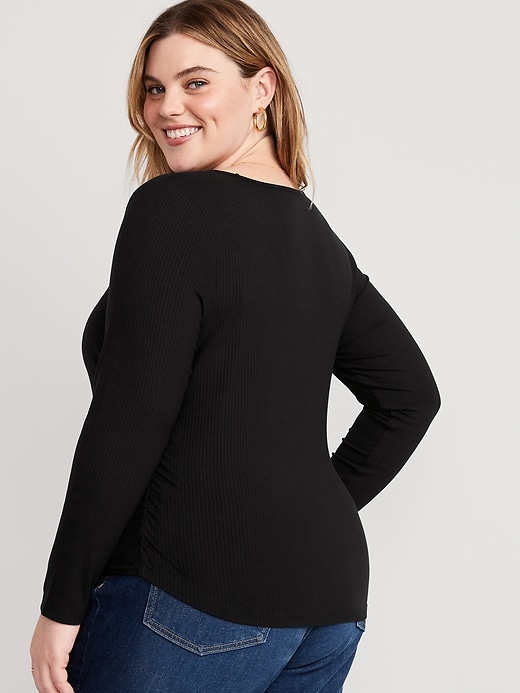 Image number 8 showing, Luxe Crop Rib-Knit Shirred Top