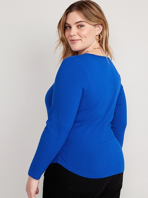 Image number 8 showing, Luxe Cropped Rib-Knit Shirred Top