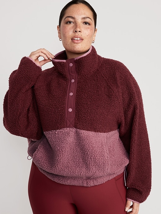Image number 5 showing, Long-Sleeve Oversized Two-Tone Sherpa Sweatshirt