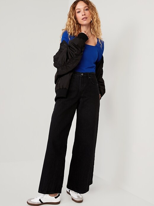 Image number 3 showing, Luxe Cropped Rib-Knit Shirred Top