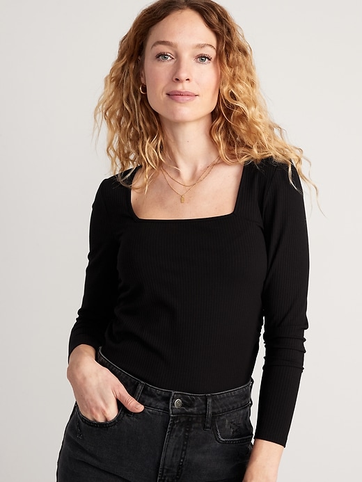 Image number 1 showing, Luxe Crop Rib-Knit Shirred Top