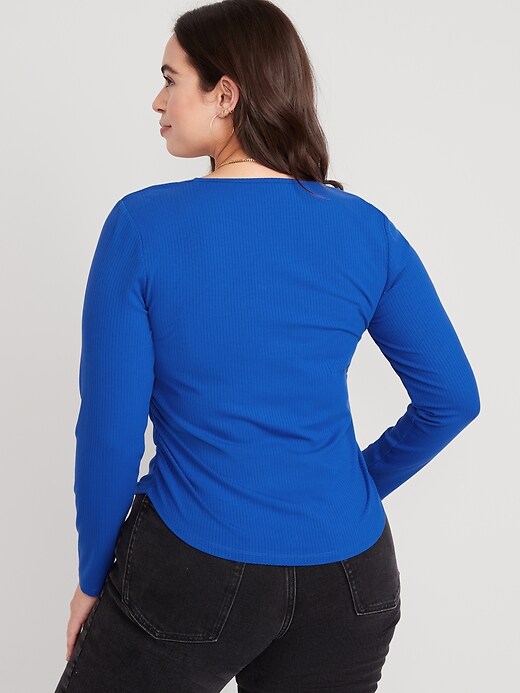 Image number 6 showing, Luxe Cropped Rib-Knit Shirred Top
