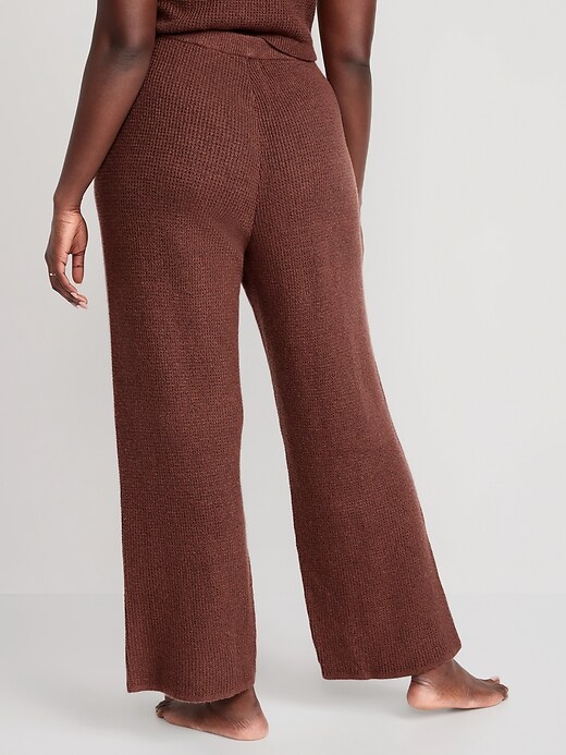 Image number 6 showing, High-Waisted Slouchy Waffle-Knit Wide-Leg Lounge Sweatpants