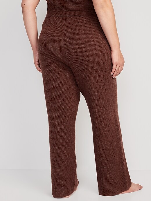 Image number 8 showing, High-Waisted Slouchy Waffle-Knit Wide-Leg Lounge Sweatpants