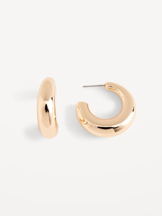 View large product image 1 of 1. Gold-Plated Open Hoop Earrings for Women
