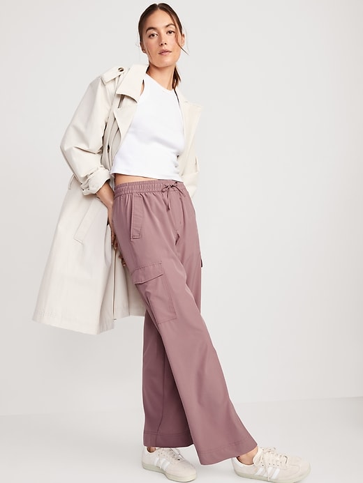 Image number 3 showing, High-Waisted StretchTech Wide-Leg Cargo Pants