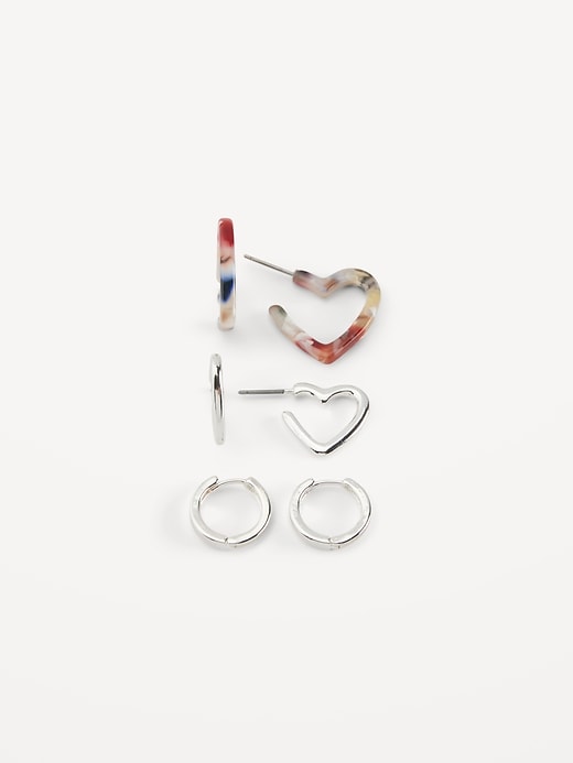 View large product image 1 of 1. Silver-Plated Hoop Earrings 3-Pack for Women
