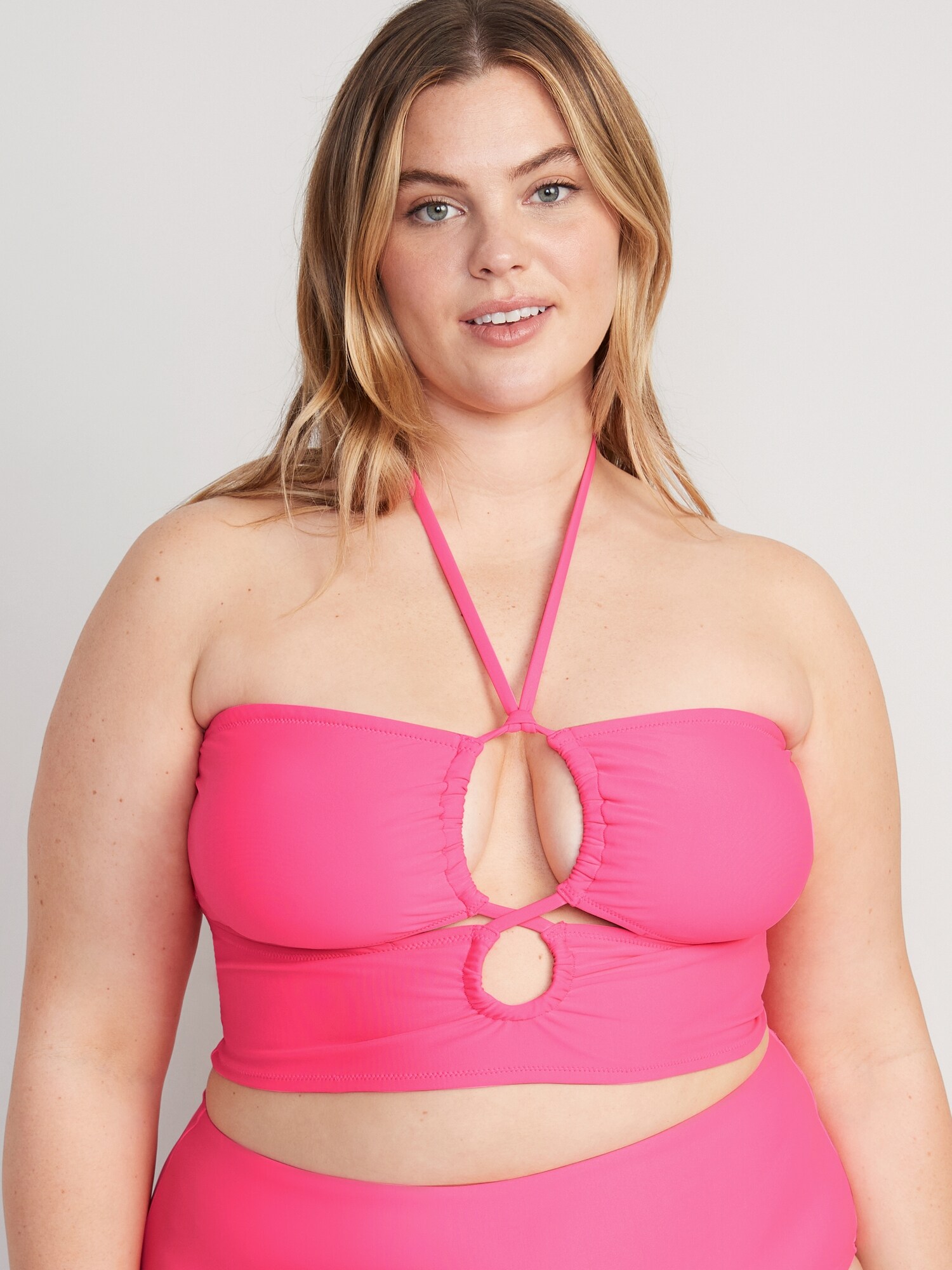 Cropped Cutout Halter Longline Bikini Swim Top Old Navy