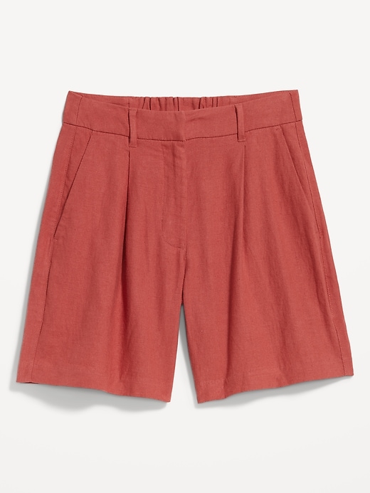 Image number 4 showing, Extra High-Waisted Linen-Blend Taylor Trouser Shorts -- 6-inch inseam