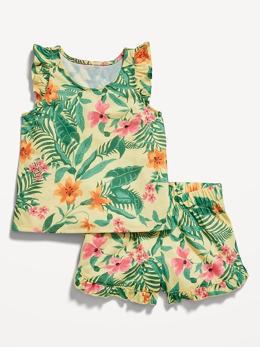View large product image 1 of 1. Printed Flutter-Sleeve Pajama Shorts Set for Girls
