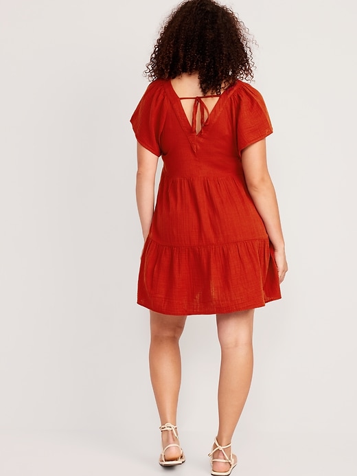 Image number 5 showing, V-Neck Tiered Mini Swing Dress