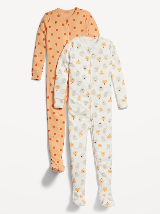 View large product image 1 of 1. 2-Pack Unisex 2-Way-Zip Footed Pajama One-Piece for Toddler & Baby