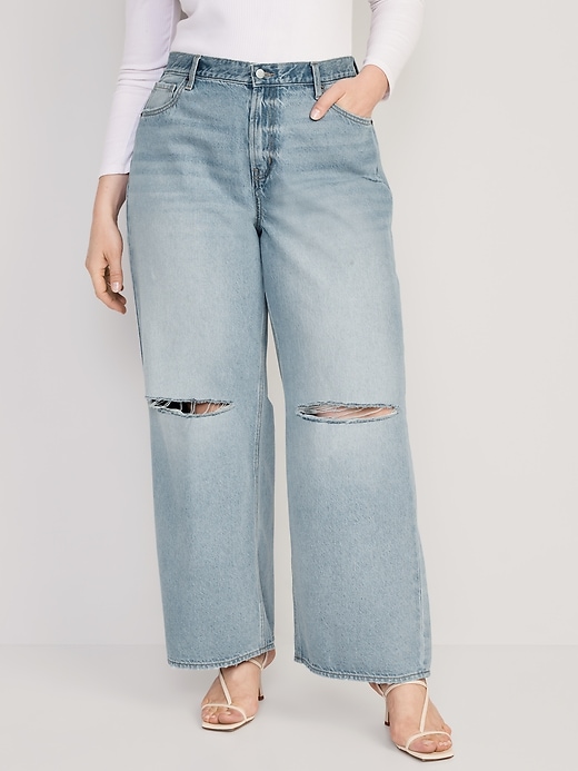 Image number 7 showing, Mid-Rise Baggy Wide-Leg Jeans